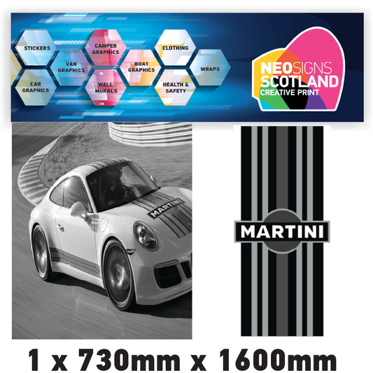 MONORBS05 Martini Racing Style Mono Bonnet Stripe For Porsche