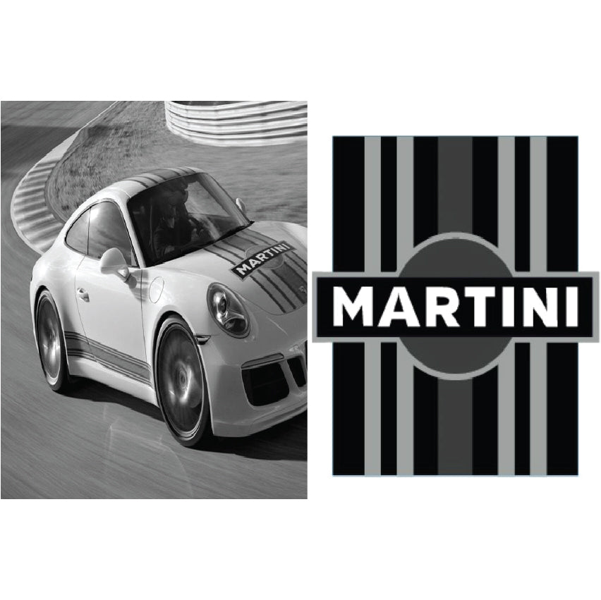 Martini Racing Style Bonnet Stripe For Porsche 5 Sizes 3 Colours