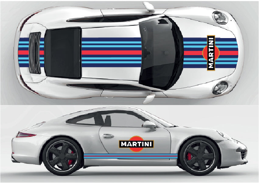 MPS01-05 Martini Racing Style Black Stripes Kit For Porsche