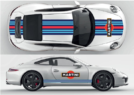 MPS02 Martini Racing Style Blue Stripes Kit For Porsche
