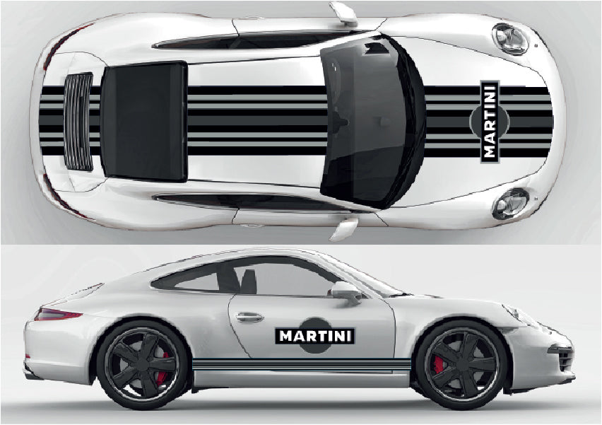 MPS01-05 Martini Racing Style Black Stripes Kit For Porsche