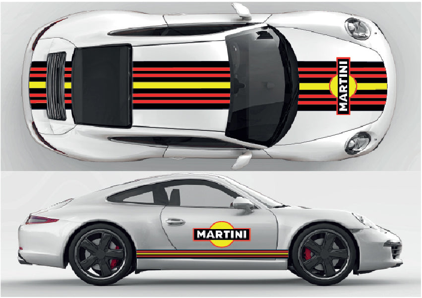 MPS01-05 Martini Racing Style Black Stripes Kit For Porsche