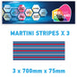 MR01 3 x 700mm x 75mm Martini Racing stripe Monochrome for Porsche