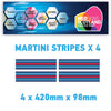 MR02 4 x 420mm x 98mm Martini Racing stripe Monochrome for Porsche
