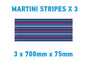 MR01 3 x 700mm x 75mm Martini Racing stripe Monochrome for Porsche