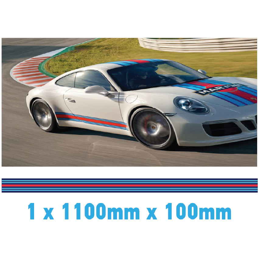 MR1.1/100x1 Martini Racing 1100mm x 100mm Bonnet stripe for Porsche