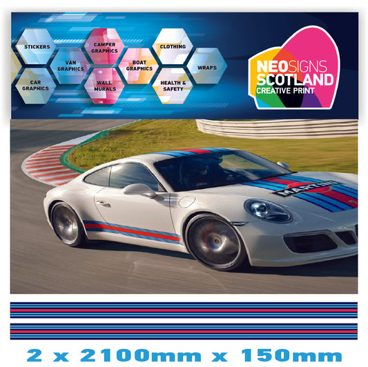 MR2.1/150x2 Martini Racing 2x2100mm x 150mm stripes for Porsche