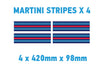 MR02 4 x 420mm x 98mm Martini Racing stripe Monochrome for Porsche
