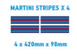 MR02 4 x 420mm x 98mm Martini Racing stripe Monochrome for Porsche