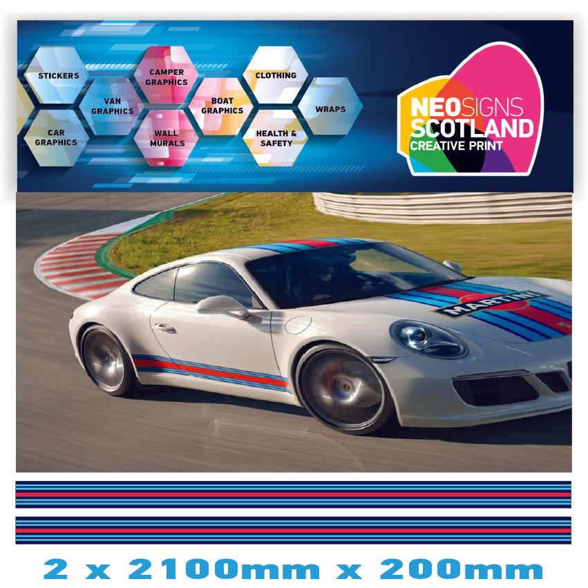 MR2.1/200x2 Martini Racing 2x2100mm x 200mm stripes for Porsche