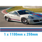MR1.1/250x1 Martini Racing 1100mm x 250mm Bonnet stripe for Porsche