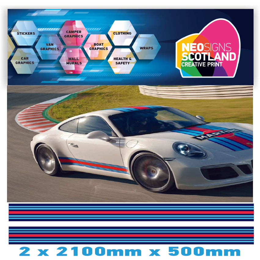 MR2.1/500x2 Martini Racing 2x2100mm x 500mm stripes for Porsche