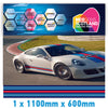 MR1.1/600x1 Martini Racing 1100mm x 600mm Bonnet stripe for Porsche