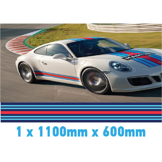 MR1.1/600x1 Martini Racing 1100mm x 600mm Bonnet stripe for Porsche