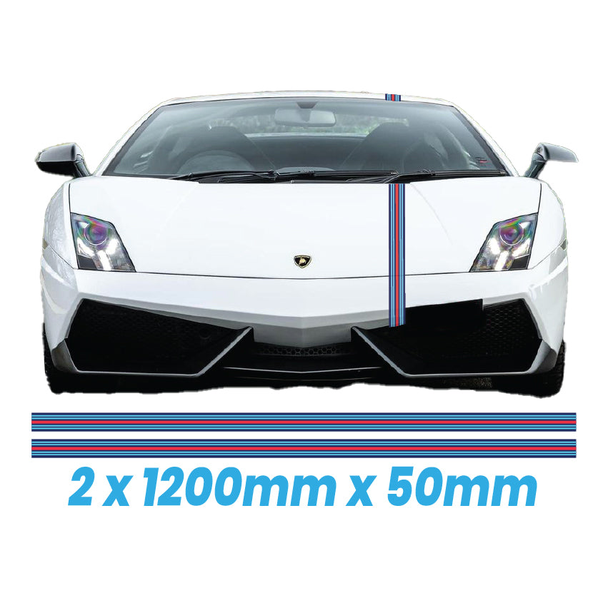 MRPIN50 Martini Racing Pin Stripes 1.2m 1200mm x 50mm Long for Porsche