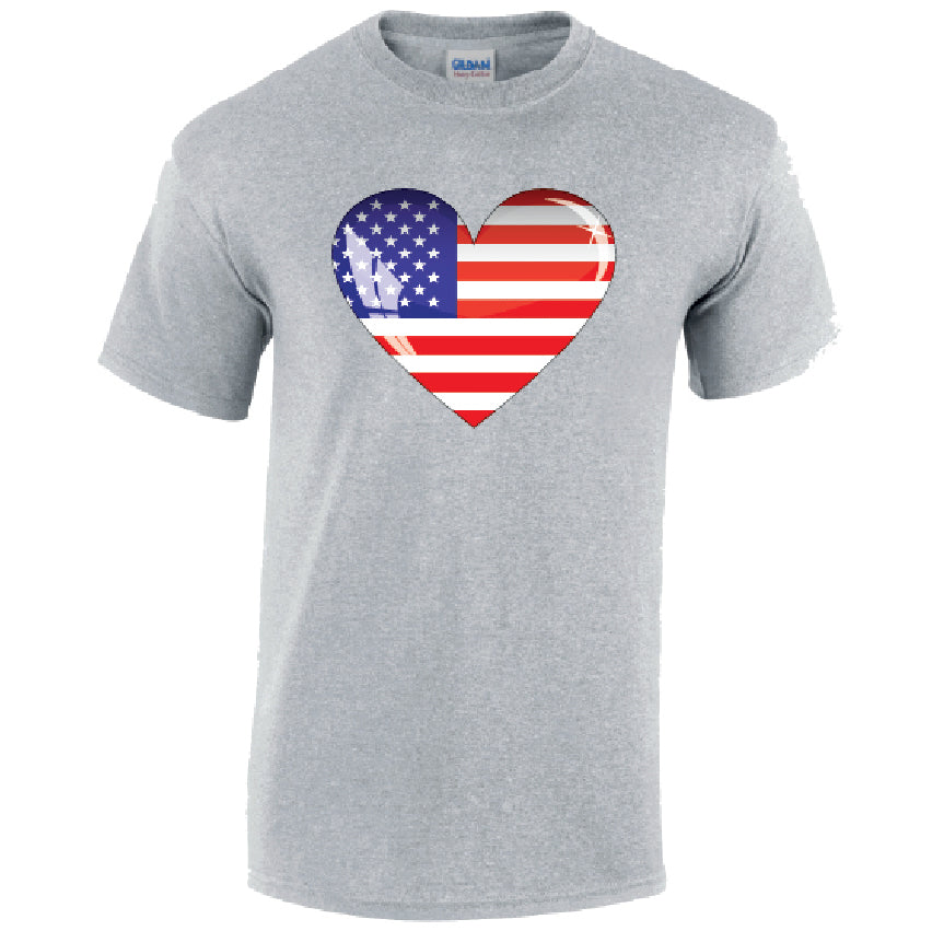 T01 American heart Unisex Cotton T-shirts Various Sizes & Colours Available