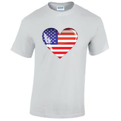 America Heart Mens Cotton T-shirts 5 sizes 3 Colours Available Printed MT01