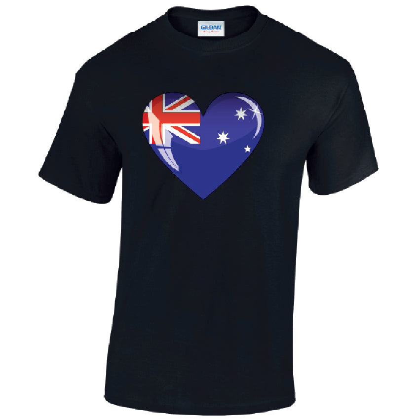 T03 Australia Heart Unisex Cotton T-Shirts Various Sizes & Colours Available
