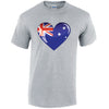 Austraila Heart Mens Cotton T-Shirt 5 sizes 3 Colours Available Printed MT03