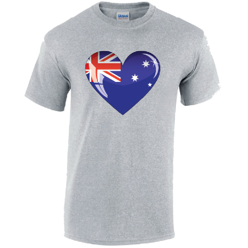 Austraila Heart Mens Cotton T-Shirt 5 sizes 3 Colours Available Printed MT03