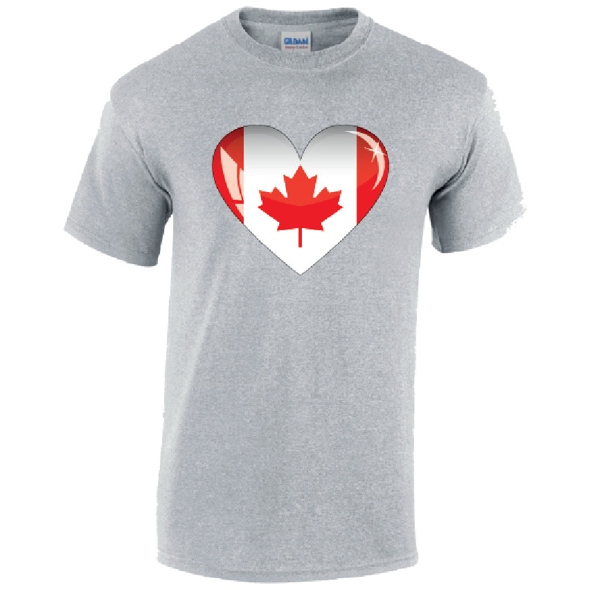Canada Heart Mens Cotton T-Shirt 5 sizes 3 Colours Available Printed MT05