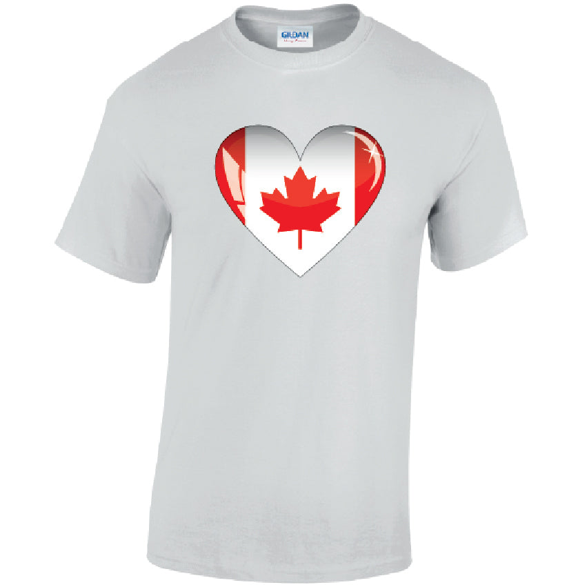 Canada Heart Mens Cotton T-Shirt 5 sizes 3 Colours Available Printed MT05