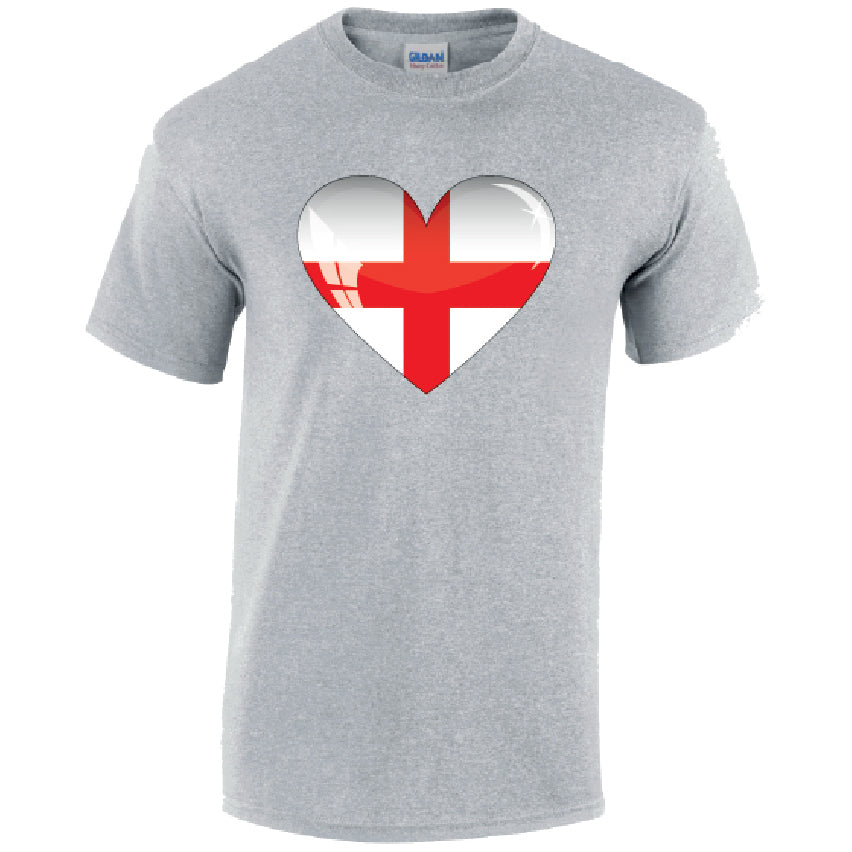 England Heart Mens Cotton T-Shirt 5 sizes 3 Colours Available Printed MT08