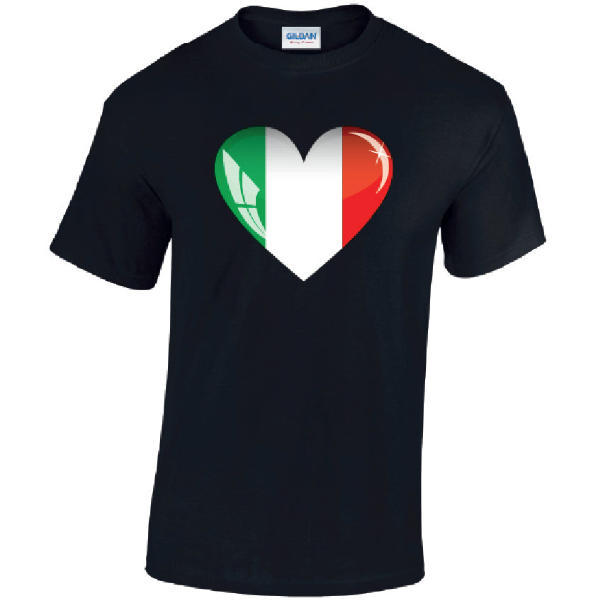 Italy Heart Mens Cotton T-Shirt 5 sizes 3 Colours Available Printed MT09