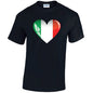 Italy Heart Mens Cotton T-Shirt 5 sizes 3 Colours Available Printed MT09
