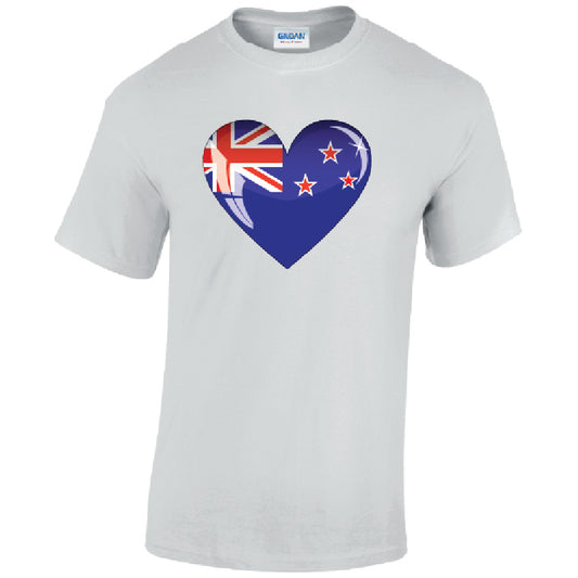 New Zealand Heart Mens Cotton T-Shirt 5 sizes 3 Colours Available Printed MT11