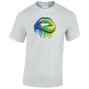 Blue and Green Lips Mens Cotton T-Shirt 5 sizes 3 Colours Available Printed MT14