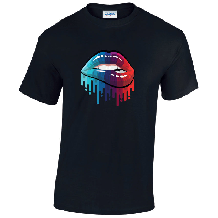 T15 Blue and Red Lips Unisex Cotton T-Shirts Various Sizes & Colours Available