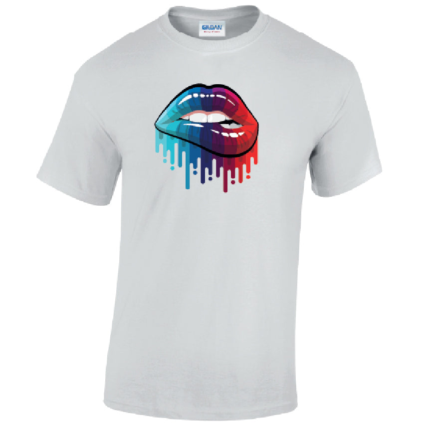 T15 Blue and Red Lips Unisex Cotton T-Shirts Various Sizes & Colours Available