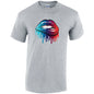 Blue and Red Lips Mens Cotton T-Shirt 5 sizes 3 Colours Available Printed MT15