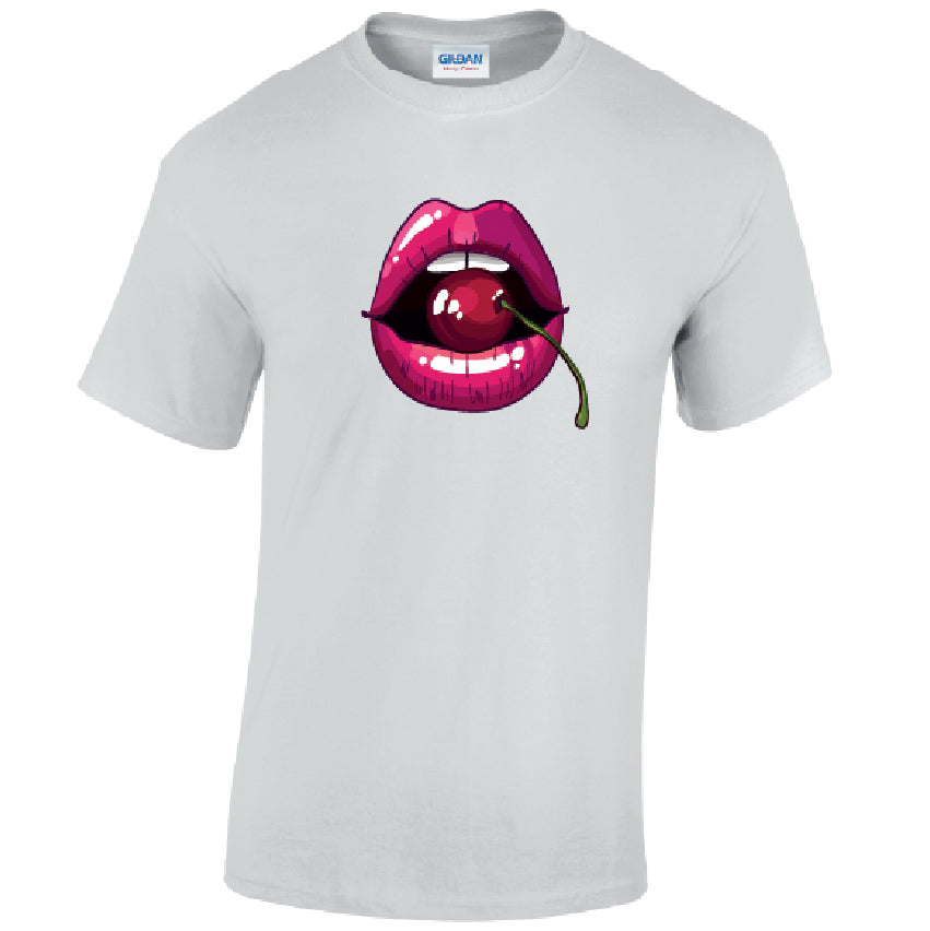 Cherry Lips Mens Cotton T-Shirt 5 sizes 3 Colours Available Printed MT16