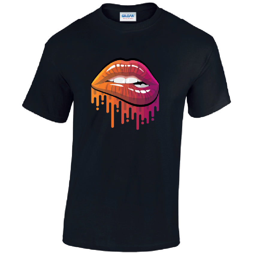 Orange and Pink Lips Mens Cotton T-Shirt 5 sizes 3 Colours Available Printed MT20