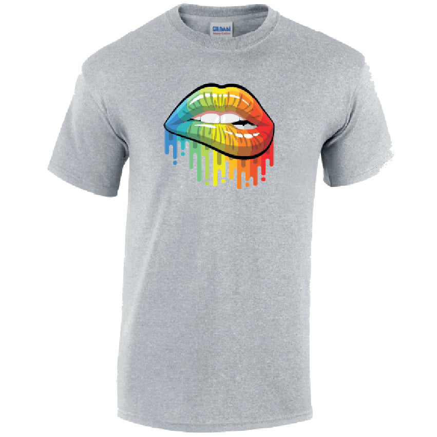 Rainbow Lips Mens Cotton T-Shirt 5 sizes 3 Colours Available Printed MT21