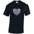 T23 Black Chequered Heart Unisex Cotton T-Shirts Various Sizes & Colours Available