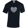 Black Chequered Heart Mens Cotton T-Shirt 5 sizes 3 Colours Available Printed MT23