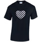 Black Chequered Heart Mens Cotton T-Shirt 5 sizes 3 Colours Available Printed MT23