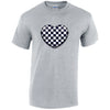 Black Chequered Heart Mens Cotton T-Shirt 5 sizes 3 Colours Available Printed MT23