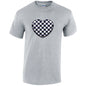 Black Chequered Heart Mens Cotton T-Shirt 5 sizes 3 Colours Available Printed MT23