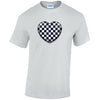 Black Chequered Heart Mens Cotton T-Shirt 5 sizes 3 Colours Available Printed MT23