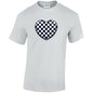 Black Chequered Heart Mens Cotton T-Shirt 5 sizes 3 Colours Available Printed MT23