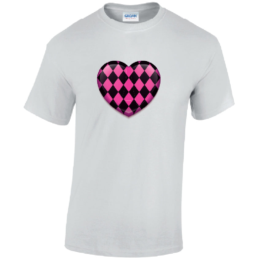T26 Pink Harley Quinn Heart Unisex Cotton T-Shirts Various Sizes & Colours Available