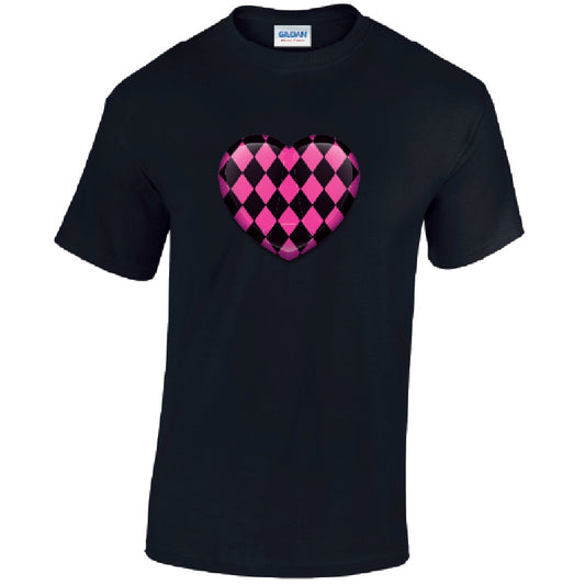 Pink Harley Quinn Heart Mens Cotton T-Shirt 5 sizes 3 Colours Available Printed MT26