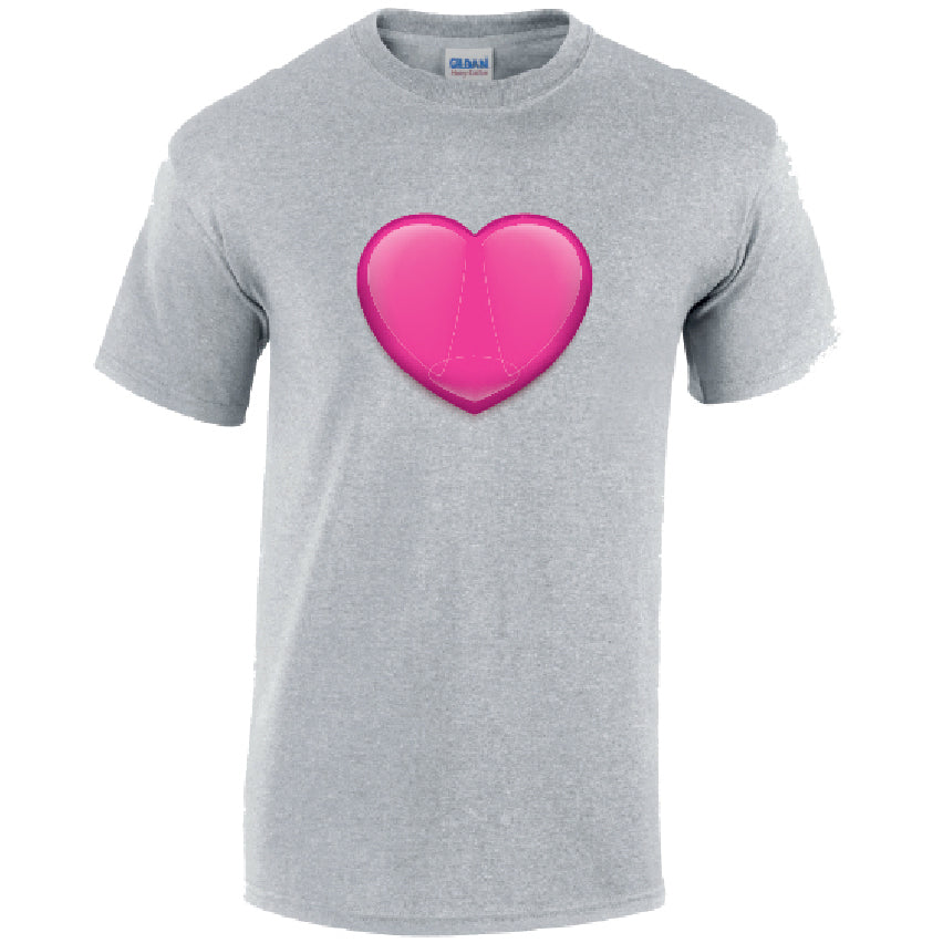Pink Heart Mens Cotton T-Shirt 5 sizes 3 Colours Available Printed MT36