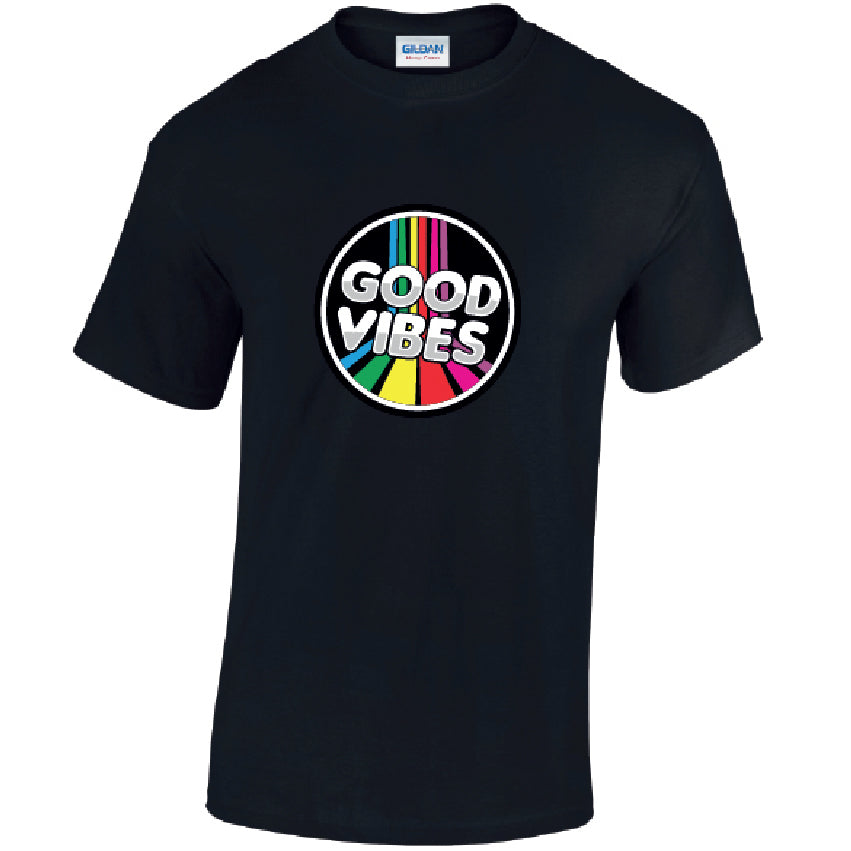 Good Vibes Mens Cotton T-Shirt Available in Black Grey and White MT39