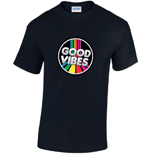 Good Vibes Mens Cotton T-Shirt Available in Black Grey and White MT39