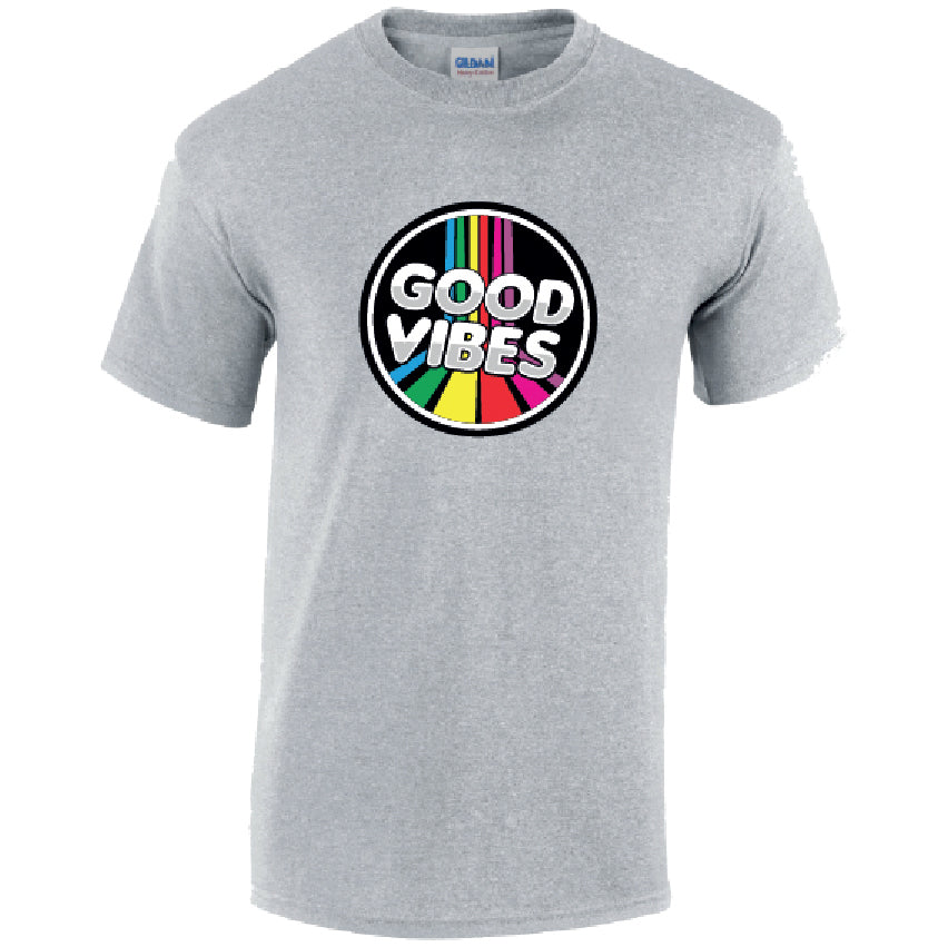 Good Vibes Mens Cotton T-Shirt Available in Black Grey and White MT39